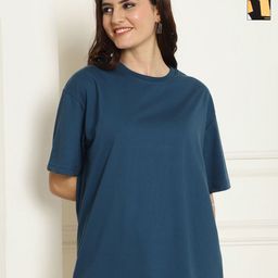 Metronaut Women Pack of 2 Graphic Printed Round Neck Cotton Oversized T-shirts-image-99