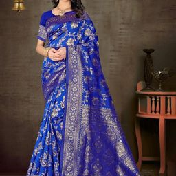 F FASHION Ethnic Motifs Woven Design Zari Pure Silk Banarasi Saree-picture-42