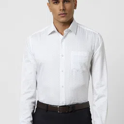 Van Heusen Men Spread Collar Micro Ditsy Printed Cotton Slim Fit Formal Shirt-image-5
