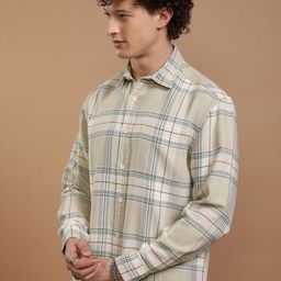 HIGHLANDER Men Opaque Checked Spread Collar Casual Shirt-image-68