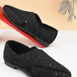 House of Pataudi Men Lightweight Embellished Mojaris-picture-23