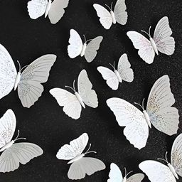INDIAN ROYALS 12-Pcs White Butterfly Printed Self-AdhesiveWallStickers-image-9