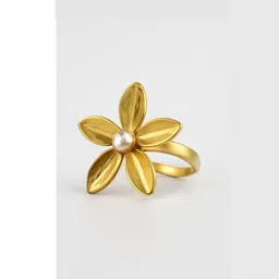ISHTAARA Women Stainless Steel Skin Friendly Adjustable Floral Ring-image-82