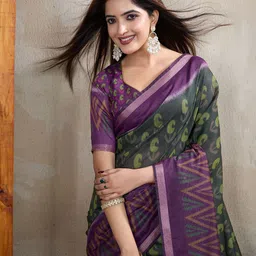 GULKEE FAB Zari Silk Blend Chanderi Saree-image-41