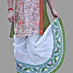 AMIT ONLINE Men's Jamdani Border Ready To wear Solid Mour Puccho Dhoti-image-88