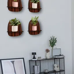 OLIVE TREE Brown 4 Pieces Planter Stand Wall Shelves-image-76