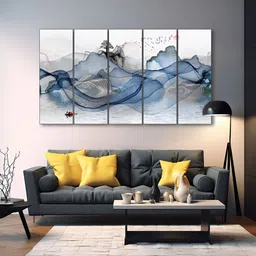 The Castle Decor Grey 5 Piece Wood Other Wall Paintings-image-24