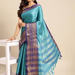 KALINI Blue Silk Cotton Woven Design Sarees-picture-2