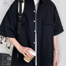 StyleCast Men Spread Collar Solid Cotton Casual Shirt-image-94