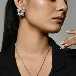 Voylla Rhodium-Plated AD-StuddedPendant Set-17