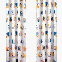 Aura Orange & White 2 Pieces Abstract Room Darkening Cotton Window Curtains-image-37