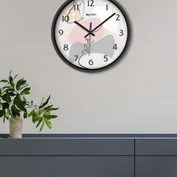 OLIVE TREE Black & White Printed Contemporary Wall Clock-4