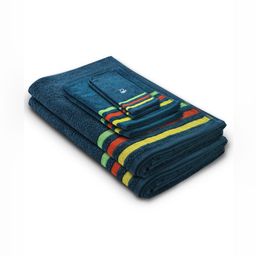 United Colors of Benetton Teal & Yellow Striped Cotton 450 GSM Towel Set-picture-20