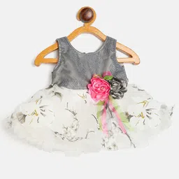 Camey Floral Print Net Fit & Flare Dress-image-41