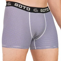 GOTO Basic Briefs NYLON LY PRINT OUTER EL TRUNK WHITE STRI image 2