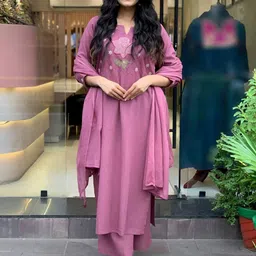 Lilots Women Ethnic Motifs Embroidered Kurta with Palazzos & Dupatta-picture-19
