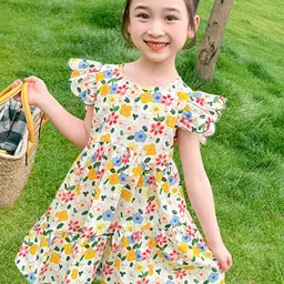 LULU & SKY Floral Print Flutter Sleeve A-Line Dress-picture-18