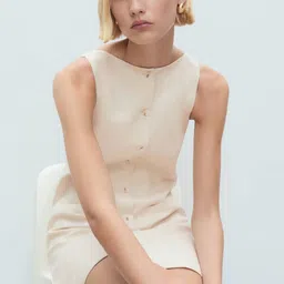 MANGO Boat Neck Button-Down Mini Sheath Dress-image-6