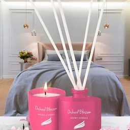 Pan Aromas Pink Orchard Blossom Reed Diffuser - 100 ml & Scented Candle - 150 g-44