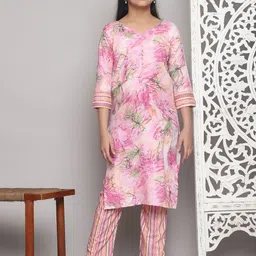 JULEE Girls Ethnic Motifs Printed Regular Kurta with Trousers-picture-15