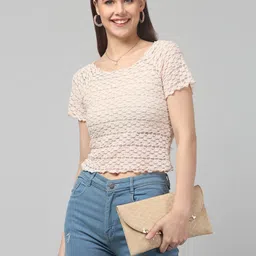 clobug Self Design Round Neck Pure Cotton Top-picture-22
