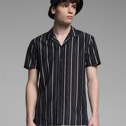 Jack & Jones Men Cuban Collar Vertical Striped Casual Shirt-image-85
