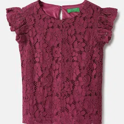 United Colors of Benetton Girls Self Design Round Neck Nylon Top-17