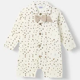 Nauti Nati Infant Boys Printed Romper Bow At Placket Collar Neck Romper For 0-2 Years-image-84