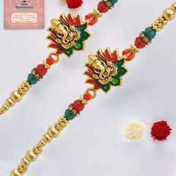 MEIRA JEWELLERY Set Of 2 Lord Ganesh Rakhi With Greeting Card Gift Set-image-97