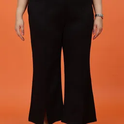 Toodle Plus Women Plus Size Flared High-Rise Cotton Trouser-image-6