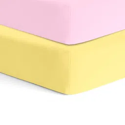 The White Cradle Pink & Yellow Cotton 120 TC 2 Fitted Crib Sheets-picture-14