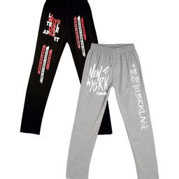 Fashionable Pack Of 2 Cotton Mid-Rise Lounge Pants-image-55