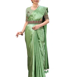 Kandora Satin Embroidered Belted Saree-image-77