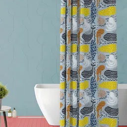 ArtzFolio Yellow and White Geometric Printed Waterproof Shower Curtain-image-39