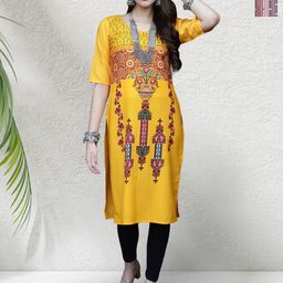 HERE&NOW Selection Of 2 Geometric Printed Round Neck Straight Kurtas-6