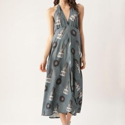 CORSICA Print Halter Neck Georgette Maxi Dress-image-37