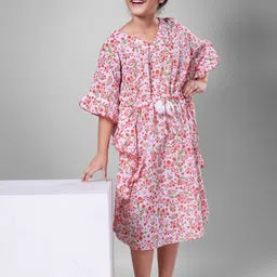 Tura Turi Floral Print Kaftan Midi Dress-image-99