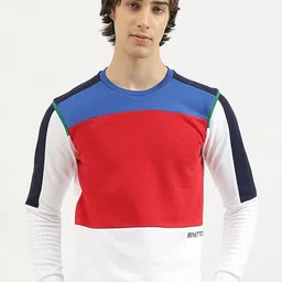 United Colors of Benetton Men Regular Fit Round Neck Colorblock Cotton Sweatshirt-picture-3