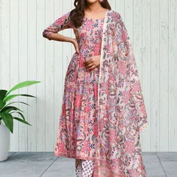 Moda Rapido Women Ethnic Motifs Printed Regular Kurta with Trousers & With Dupatta-picture-30