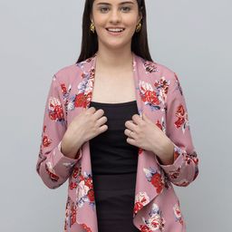 PURYS Floral Printed Open Front Shrug-11