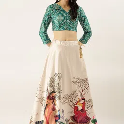 Kaizen TEXO FAB Printed Satin Semi-Stitched Lehenga & Unstitched Blouse-image-22