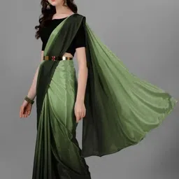 VRAGI Ready to Wear Ombre Dyed Chinon Saree with Blouse Piece-image-100