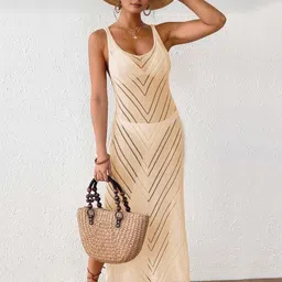StyleCast Beige Geometric Sleeveless Maxi Dress-image-99