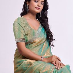 DIVASTRI Beads and Stones Satin Saree-picture-41