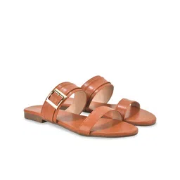 DressBerry Women Open Toe Mules with Buckles Flats-12