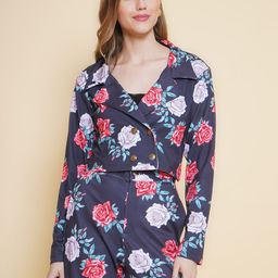 KATLINE Printed Double-Breasted Relaxed-Fit Casual Blazer-picture-41