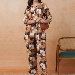 Anouk Printed Shirt Collar Top With Trousers-picture-16