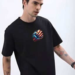 KAIDO Graphic Printed Round Neck Drop-Shoulder Sleeves Cotton Oversized T-shirt-image-57