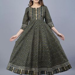 JAIPURI COLLECTION Women Ethnic Motifs Printed Screen Print Daily Cotton Anarkali Kurta-picture-21