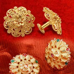 DIVASTRI Set Of 2 Gold-Plated Stone Studded Circular Studs-89